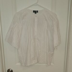 J. Crew White Eyelet Blouse